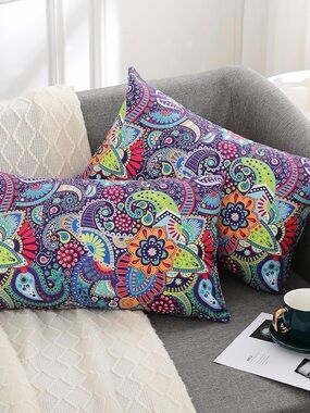 Vibrant Paisley Multicolor Decorative Throw Pillow Covers